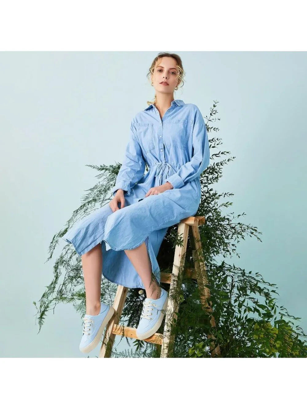 Women's Baby Blue Round Toe Solid Non Slip Fashion Slip on Loafer Sneaker Shoes